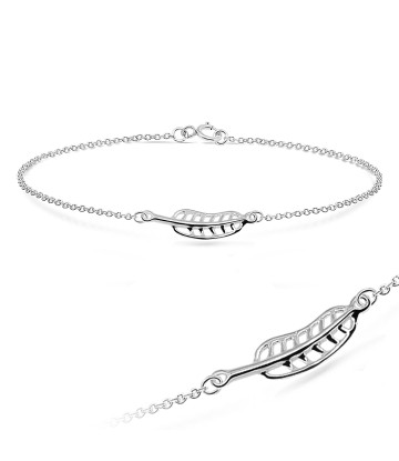 Skeleton Leaf Silver Anklet ANK-203